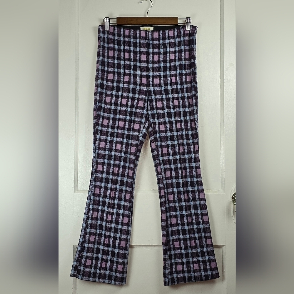 Maeve by Anthropologie Blue,Purple and Pink Knit High Waist Retro Flare Pants XS